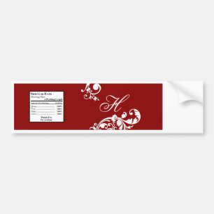 Water Bottle Label Crimson Red Floral Filigree