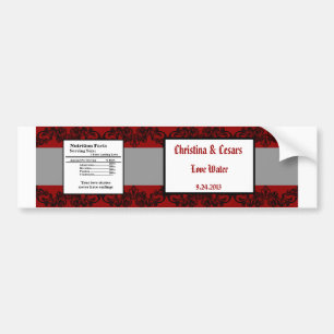 Water Bottle Label Crimson Red Ornate Embellishmen