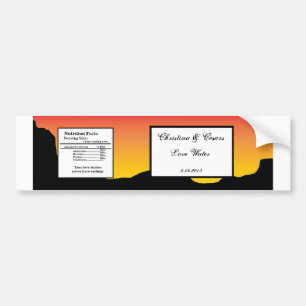Water Bottle Label Desert Mountain Sunset Red West