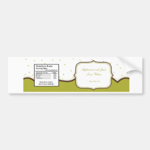 Water Bottle Label Green and Brown Damask