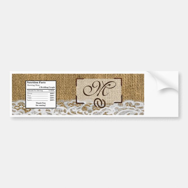 Water Bottle Label Horse Shoes on Burlap Lace Coun (Front)