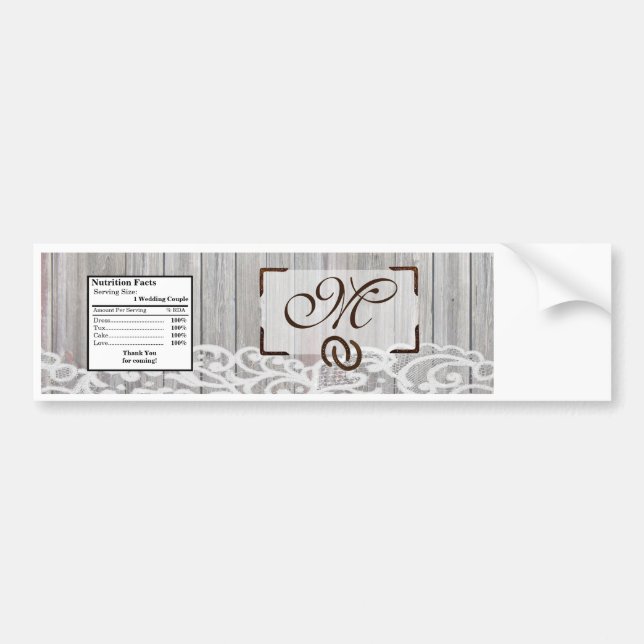 Water Bottle Label Horse Shoes on Wood Lace Countr (Front)