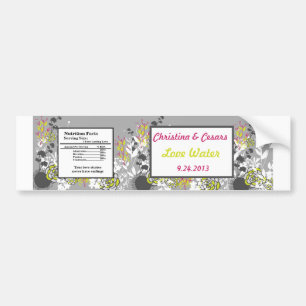 Water Bottle Label Lime Green/Hot Pink Flower Flou