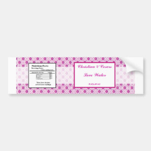 Water Bottle Label Magenta Purple Formal Flower St
