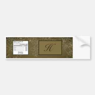 Water Bottle Label Modern Autumn Floral Fall Brown