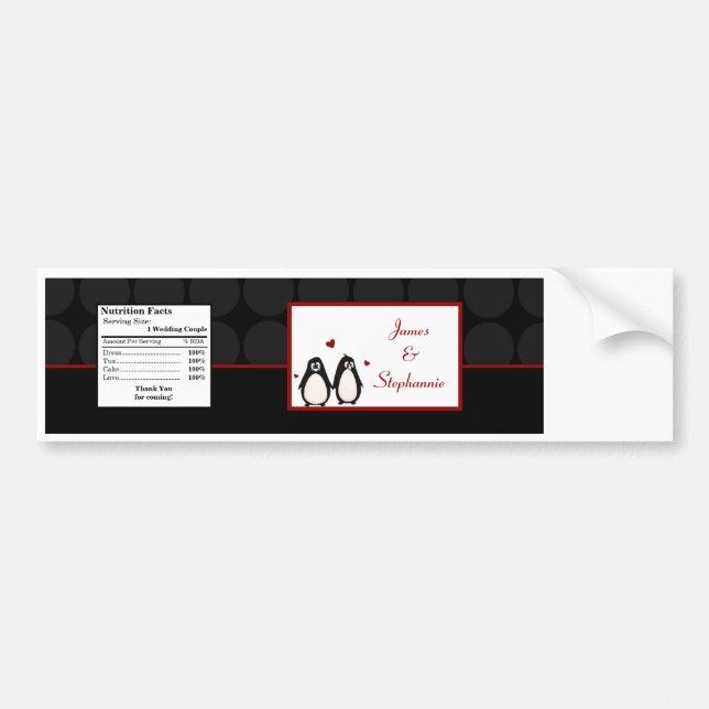 Water Bottle Label Penguin Love Couple Mate for Li (Front)