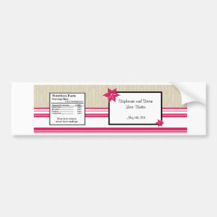 Water Bottle Label Pink and Black Wild Flowers