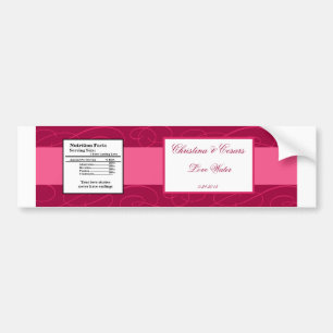 Water Bottle Label Raspberry Pink Loops/Swirls Blu