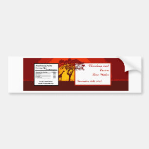 Water Bottle Label Red Sunset in Africa