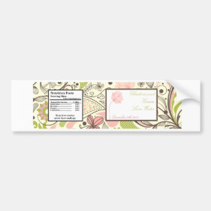Water Bottle Label Spring Pink/Green Floral