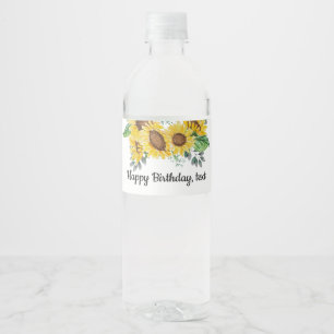 water bottle LABEL - sunflower