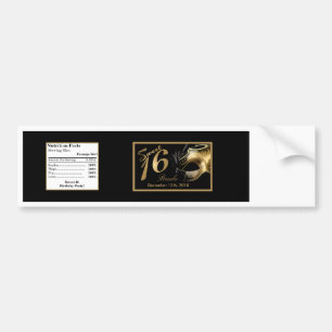 Water Bottle Label Sweet 16 Gold Black