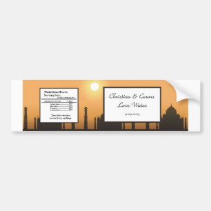 Water Bottle Label Taj Mahal Sunset Orange Yellow