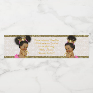 Water Bottle Label twin girl African,white,gold