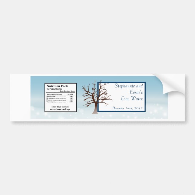 Water Bottle Label Twinkling Snow / Bare Tree (Front)