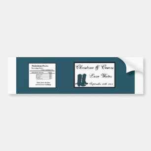 Water Bottle Label Western Blue Cowboys Boots spur