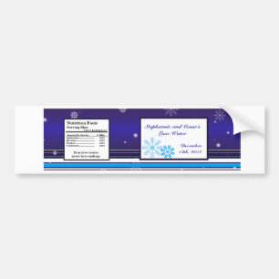 Water Bottle Label White Snow Flakes