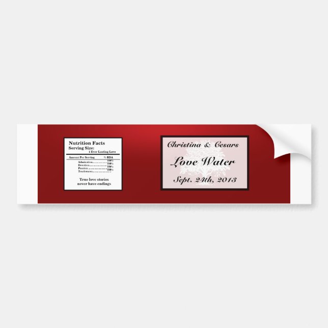 Water Bottle Label White Tree Red Black Stripes (Front)