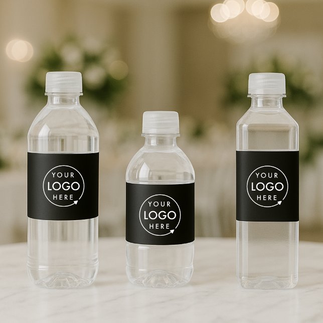 Water Bottle Labels | Black Business Logo Wraps (Creator Uploaded)