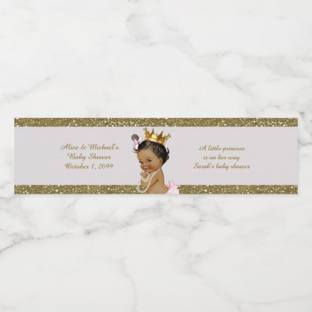 Water Bottle Labels,Sarah's baby shower,white gold Label (Single Label)