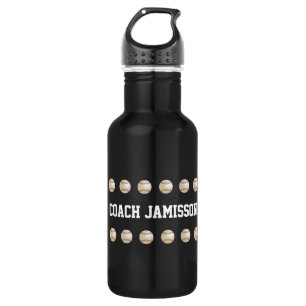 Water Bottle, Personalised, Baseball Coach, Black 532 Ml Water Bottle