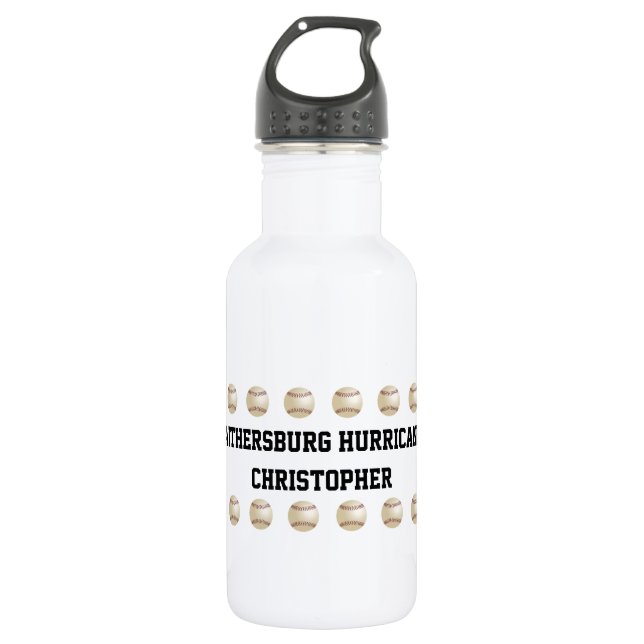 Water Bottle, Personalised, Baseball Team, White 532 Ml Water Bottle (Front)