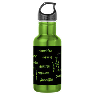 Water Bottle, Personalised, Repeating Name, Green 532 Ml Water Bottle