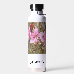 Water Bottle - Pink Flowers with Name