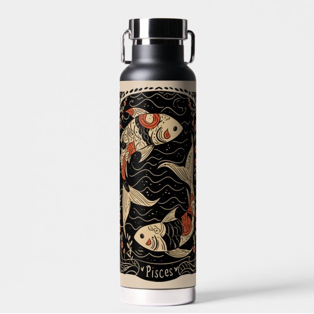 Water Bottle Pisces Celestial Zodiac Art (Front)