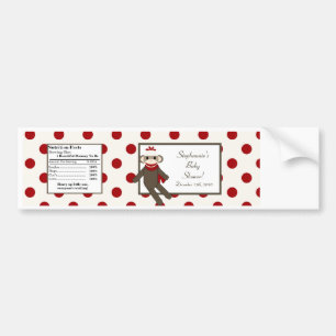 Water Bottle Red Sock Monkey Bumper Sticker