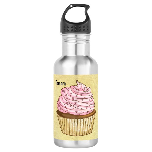 Water Bottle with an Illustration of a Cupcake (Front)
