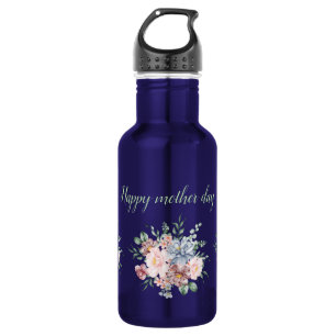 Water Bottle with Bold Floral Motif and Heartfelt 