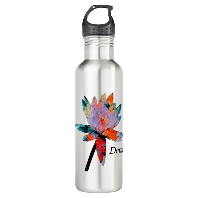 Water Bottle with Colourful, Magical, Water Lily (Front)