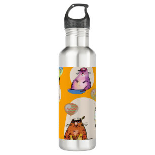Water Bottle with Comical Cats