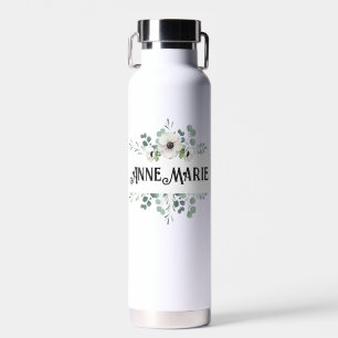 Water Bottle with Eucalyptus and Anemone Design