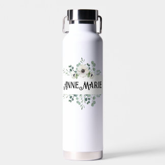 Water Bottle with Eucalyptus and Anemone Design