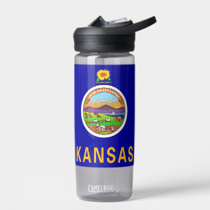 Water bottle with flag of Kansas State, U.S.