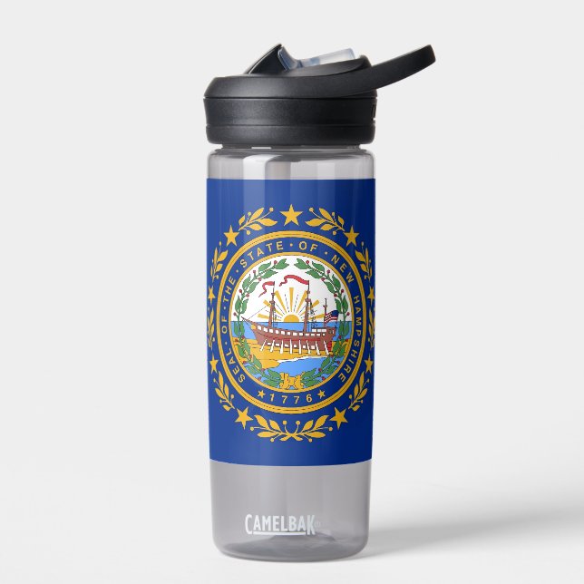 Water bottle with flag of New Hampshire, U.S. (Left)