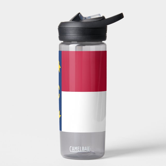 Water bottle with flag of North Carolina, U.S. (Left)