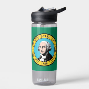 Water bottle with flag of Washington, U.S.