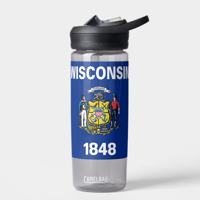 Water bottle with flag of Wisconsin, U.S. (Left)