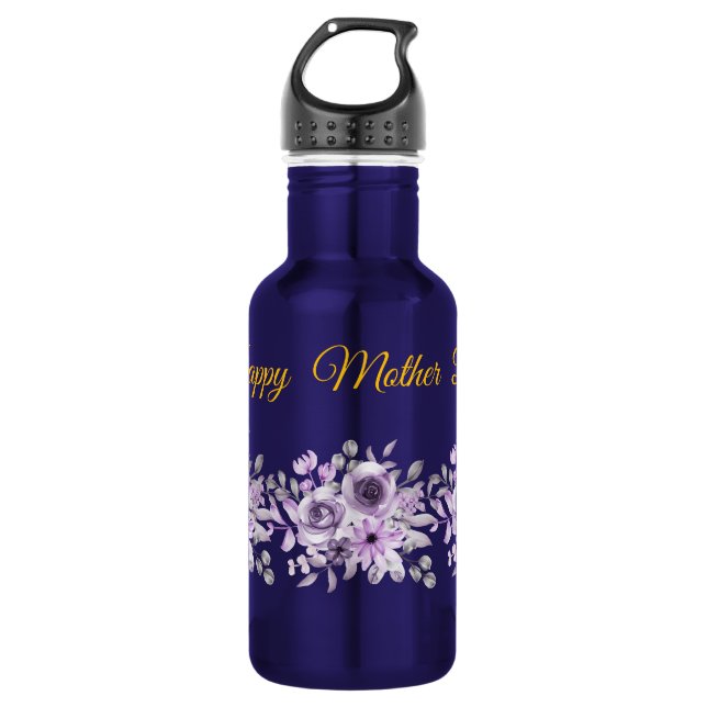 Water Bottle with Floral Arrangement and Mother's  (Front)