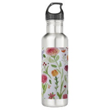 Water bottle with floral design