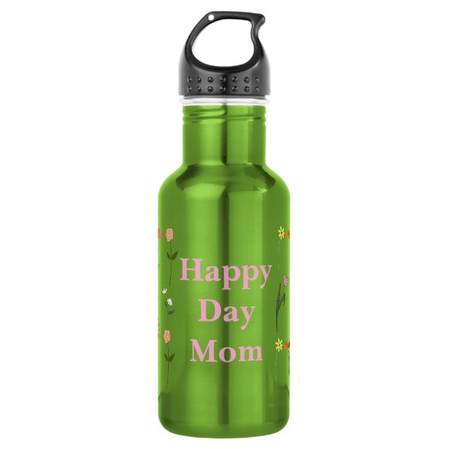 Water Bottle with Floral Motifs and Mother's Day Q (Front)