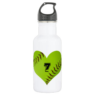 Water bottle with heart shaped softball.