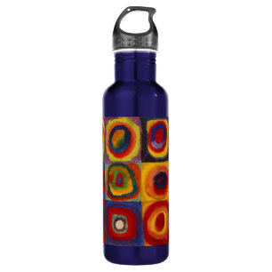 Water Bottle with Kandinsky's Squares and Circles