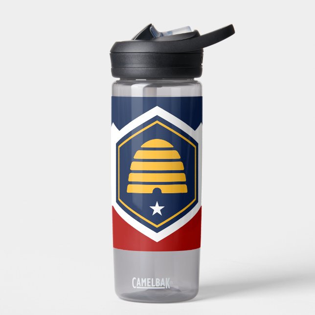 Water bottle with new flag of Utah, USA (Left)