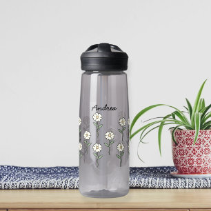 Water bottle with pretty daisy flowers