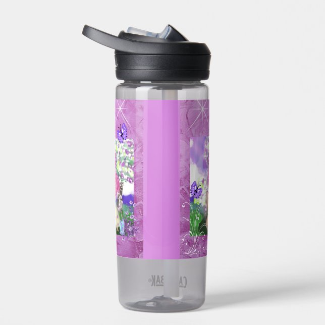 Water Bottle with Trendy Young Girly with Butterfl (Right)