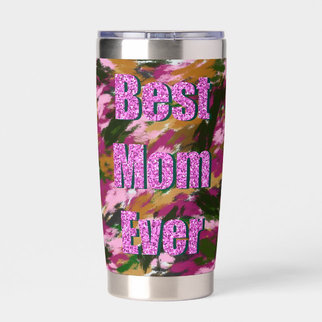 Water Bottles Best mum ever With Camo design  Insulated Tumbler (Back)